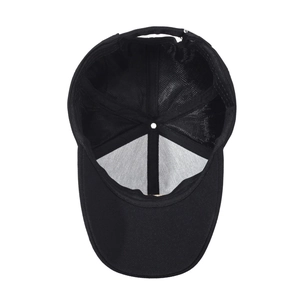 Casquette de baseball en mesh noir respirant avec panneaux en toile et sangle réglable