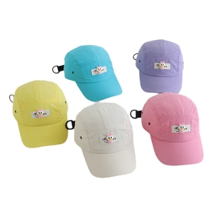 Kids quick-dry baseball caps with cartoon duck patches in vibrant macaron colors
