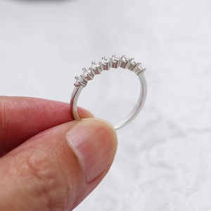 Minimalist 925 sterling silver ring with sparkling zircon stones in a sleek row design