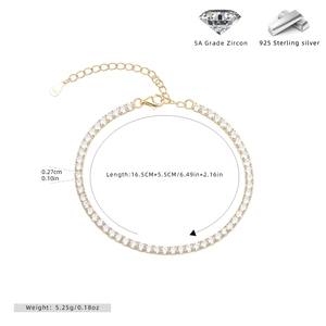 Detail of S925 sterling silver tennis bracelet with 5A grade zircon and lobster clasp