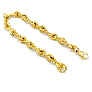 Polished gold infinity link bracelet with stainless steel finish and lobster clasp