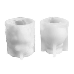 Textured cylindrical silicone molds for DIY honeycomb bear candles and plaster ornaments