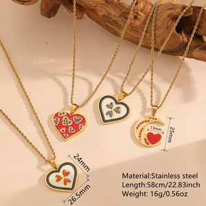Colliers en acier inoxydable doré avec pendentifs cœur et lune, dimensions et poids inclus