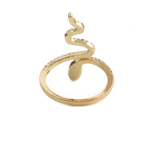 Adjustable golden snake ring featuring colorful zircon stones in a minimalist wrap design