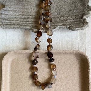 Vintage Irregular Agate Beaded Necklace Stainless Steel Geometric Natural Stone Choker For Women Handmade Stackable