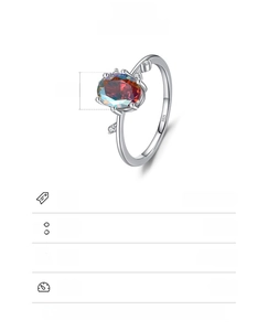 Detailed view of S925 silver ring featuring a 6x8mm oval colorful zircon stone