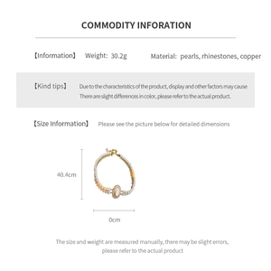 Detail specifications of 40.4cm double-layer pearl necklace with rhinestone accents