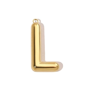 Pendentif lettre L creuse en 3D doré acier inoxydable avec finition miroir poli