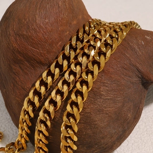 Classic 18K gold plated Cuban link chain bracelet with a luxury polished finish for women