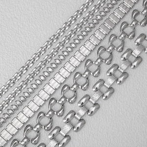 Polished silver stainless steel DIY jewelry chain set for handmade necklaces and bracelets
