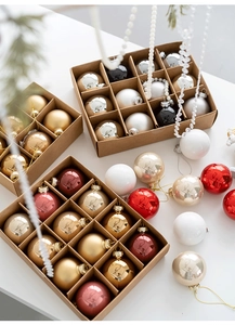 Assorted 6cm glass Christmas balls in matte and glossy textures with pearl accents