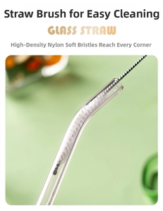 Close-up of high-density nylon bristles cleaning a heat-resistant glass straw