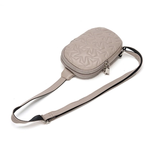 Chic quilted star pattern crossbody bag in grey faux leather with dual zippers