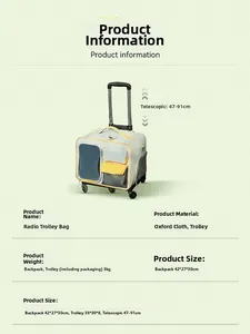 Spécifications de taille pour sac de transport pour animaux en tissu Oxford à roulettes