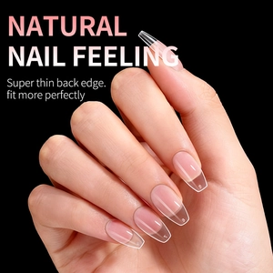 550 faux ongles cercueil ballerine transparents ultra-fins avec design sans couture