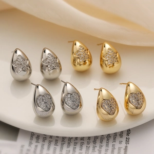 Orecchini A Lobo A Goccia Con Perno In Rame Zirconia Cuore Stella Micro Pave Gioielli Di Lusso Per Donna