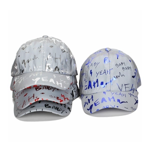 Reflective luminous baseball cap with graffiti style text for outdoor sports