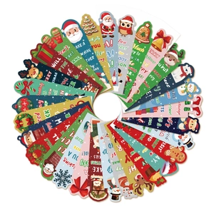 30-piece Christmas bookmark set with festive Santa, reindeer, and snowman paper designs