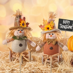 Lot de figurines d'épouvantails pour Thanksgiving avec décor d'automne et de tournesols