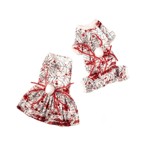Costume d'Halloween pour chien avec motif toile d'araignée sanglante et pattes 3D