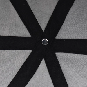 Detailed interior of baseball cap featuring reinforced cross straps and metal rivet