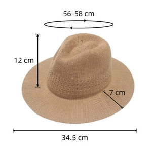 Classic Panama straw hat with dimension details: 56-58cm head size and 7cm wide brim