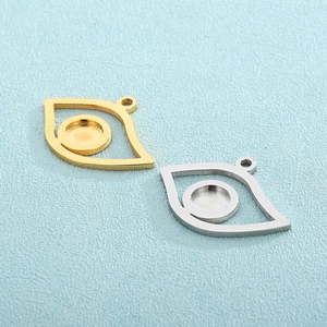 Hollow Evil Eye Pendant Tray Base Setting Stainless Steel DIY Jewelry Making Accessory