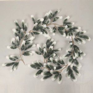 Artificial Christmas Pine Garland PE Rattan Snowy Green Vine Festive Home Garden Holiday Decoration Realistic Needle