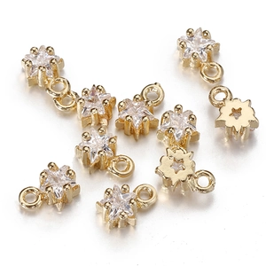 Lot de 10 pendentifs étoiles en or 14 carats avec zircone pour création de bijoux
