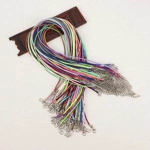 Bundled colorful wax cord necklace strings with lobster clasps and extension chains