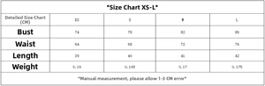 Size chart for strapless top with bust and waist measurements in centimeters