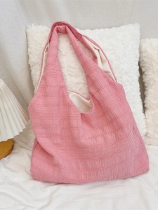 Minimalist pink bubble textured hobo shoulder bag for women with spacious interior