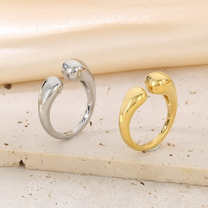 Anelli aperti regolabili in acciaio inossidabile minimalisti in oro e argento
