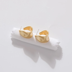 Minimalist Copper Stud Earrings With 925 Sterling Silver Post Irregular Geometric Wavy Metal Earrings For Women Jewelry