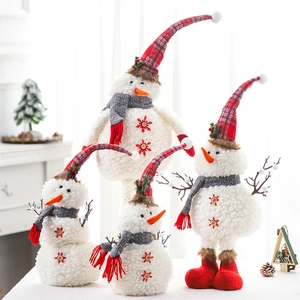 Poupée En Peluche Bonhomme De Neige De Noël Figurine Décorative Télescopique Hauteur Réglable Tissu Sherpa Pour Décor