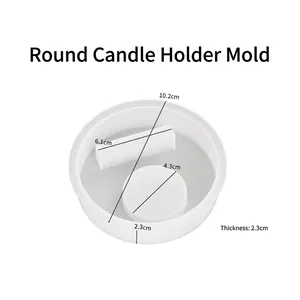 Macro view of round silicone candle holder mold with specific dimensions and thickness