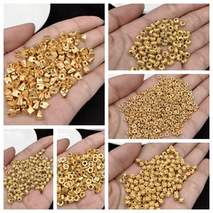 Ancient Gold Style Alloy Spacer Beads Embossed Various Shapes For DIY Bracelet Necklace Jewelry Making Findings