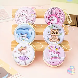 Set de 6 monederos de hojalata con dibujos de unicornios y cierre de cremallera redondo