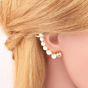 Μίνιμαλ χρυσό σκουλαρίκι ear cuff με πέρλες και κρύσταλλο για γυναίκες χωρίς τρύπα