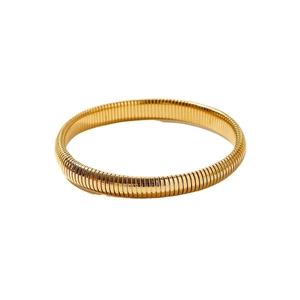 Minimalist Tubogas stretch bracelet in 18k gold plating featuring a sleek ribbed texture