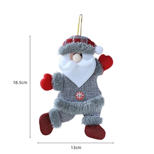 Detail view of plush Santa hanging ornament with size markings 18.5cm by 13cm