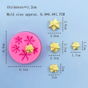 Pink silicone star mold for chocolate and fondant DIY with size measurements in cm