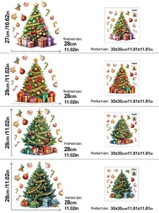 Detailed size specifications for waterproof PVC Christmas tree toilet and wall stickers