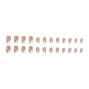 Short square champagne gold and white gradient press-on nails with sparkle star patterns
