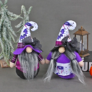 Halloween Gnome Faceless Dolls Plush Purple Bat Spider Pattern Pointed Hat For Party Home Table Decoration