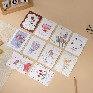 Floral Greeting Cards Folding Bouquet Flower Illustration Cardstock For Mothers Day Valentine Birthday Heart Design Romantic