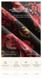 Gros plan sur le tissu doux imitation cachemire avec motif jacquard rose rouge