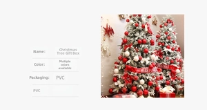 Dettaglio di ornamenti per albero di Natale con fiocchi rossi e palline decorative bianche