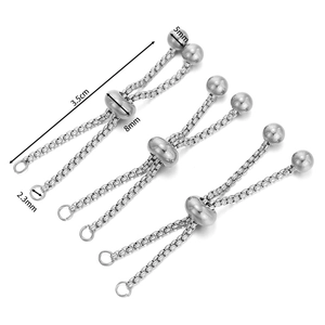 Detailed specs of silver stainless steel adjustable slider chain for DIY jewelry