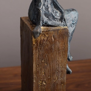 Sculpture de personnage africain vintage nordique en résine avec finition bronze antique